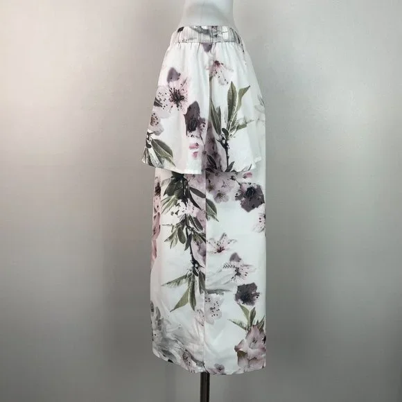 Lulus Shift Dress Small Ivory Floral Off-the-Shoulder Short Sleeve Women's - Picture 9 of 14